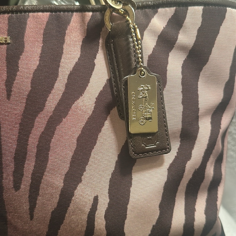 Large Coach Brown and Black Zebra Print Tote - Picture 4 of 5